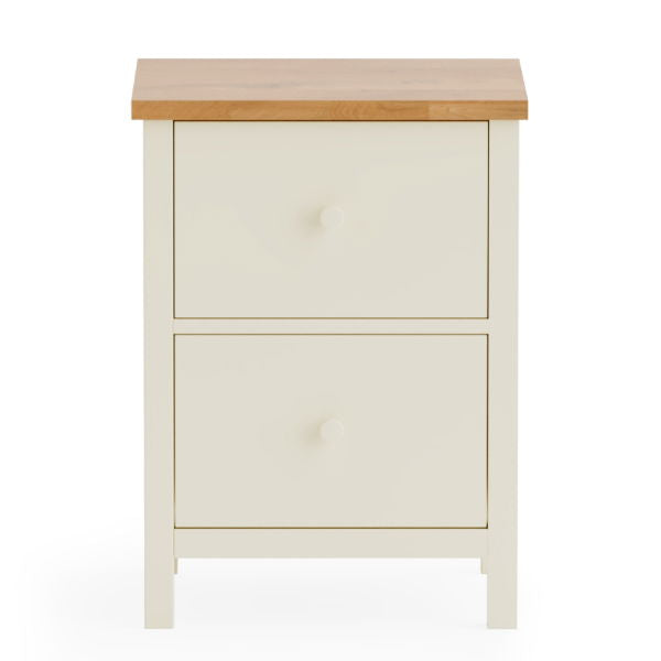 COXMOOR 2 DRAWER BEDSIDE - IVORY & OAK - Living with Luxury