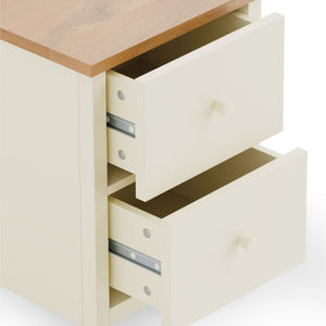 COXMOOR 2 DRAWER BEDSIDE - IVORY & OAK - Living with Luxury