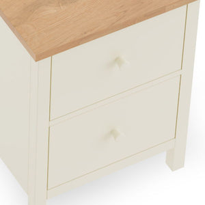 COXMOOR 2 DRAWER BEDSIDE - IVORY & OAK - Living with Luxury