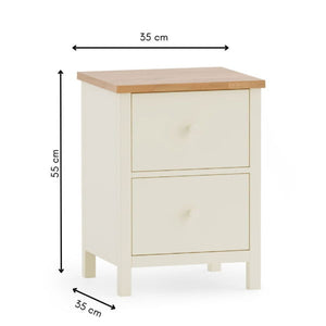 COXMOOR 2 DRAWER BEDSIDE - IVORY & OAK - Living with Luxury