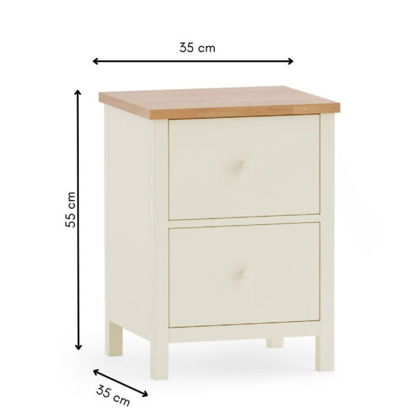 COXMOOR 2 DRAWER BEDSIDE - IVORY & OAK - Living with Luxury