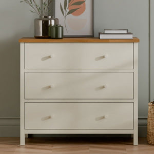 COXMOOR 3 DRAWER CHEST - IVORY & OAK - Living with Luxury