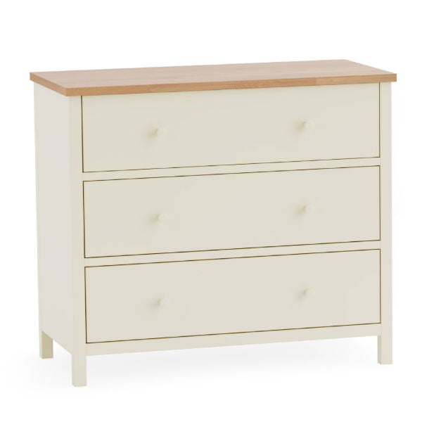 COXMOOR 3 DRAWER CHEST - IVORY & OAK - Living with Luxury