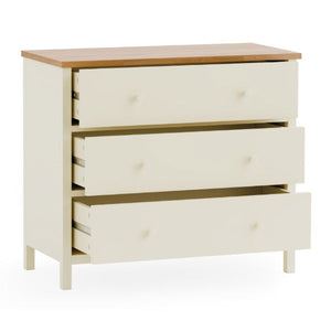 COXMOOR 3 DRAWER CHEST - IVORY & OAK - Living with Luxury