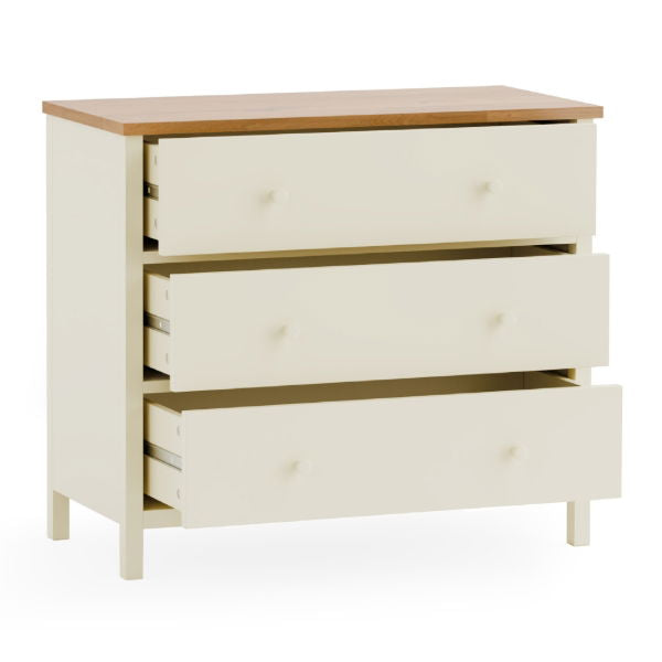 COXMOOR 3 DRAWER CHEST - IVORY & OAK - Living with Luxury