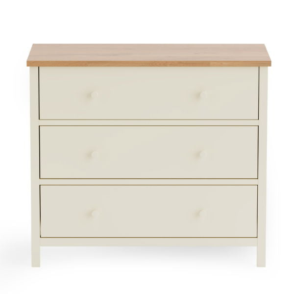 COXMOOR 3 DRAWER CHEST - IVORY & OAK - Living with Luxury