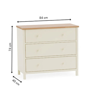 COXMOOR 3 DRAWER CHEST - IVORY & OAK - Living with Luxury