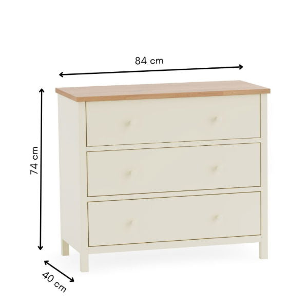 COXMOOR 3 DRAWER CHEST - IVORY & OAK - Living with Luxury