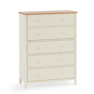 COXMOOR 5 DRAWER WIDE CHEST - IVORY &  OAK - Living with Luxury