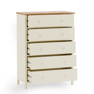 COXMOOR 5 DRAWER WIDE CHEST - IVORY &  OAK - Living with Luxury