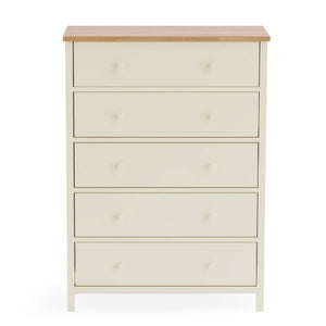 COXMOOR 5 DRAWER WIDE CHEST - IVORY &  OAK - Living with Luxury