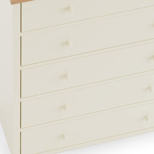 COXMOOR 5 DRAWER WIDE CHEST - IVORY &  OAK - Living with Luxury