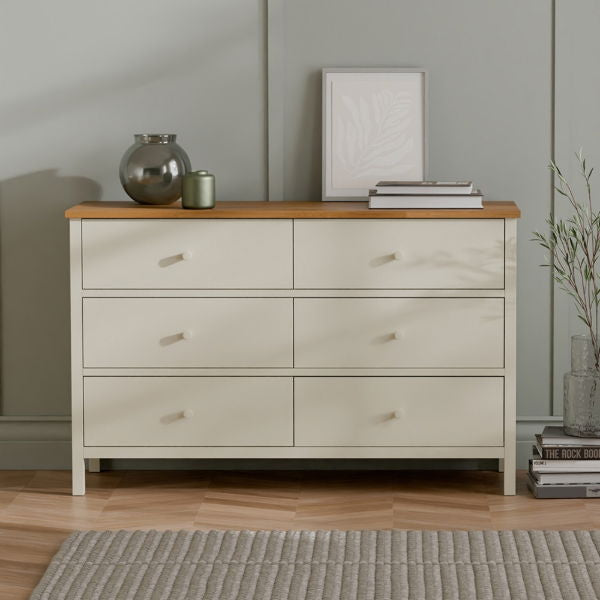 COXMOOR 6 DRAWER CHEST - IVORY &  OAK - Living with Luxury
