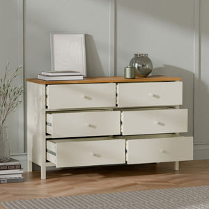 COXMOOR 6 DRAWER CHEST - IVORY &  OAK - Living with Luxury