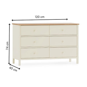 COXMOOR 6 DRAWER CHEST - IVORY &  OAK - Living with Luxury