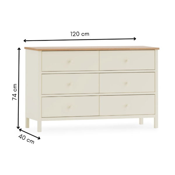 COXMOOR 6 DRAWER CHEST - IVORY &  OAK - Living with Luxury