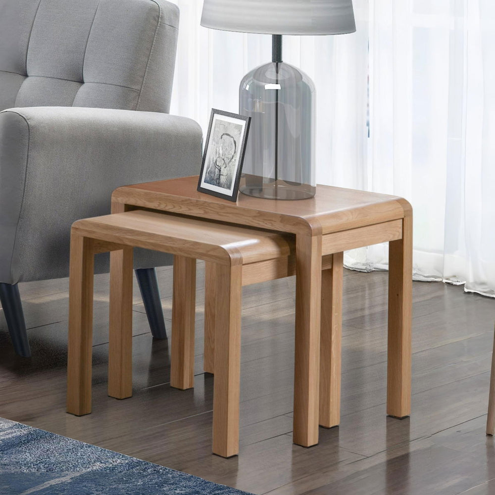Curve Oak Nest of 2 Tables - Living with Luxury