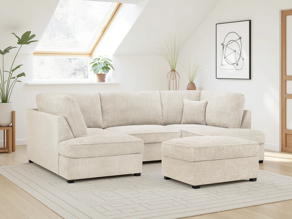 Carnaby Beige Boucle U Shape Corner Sofa – Stylish Living Room Seating