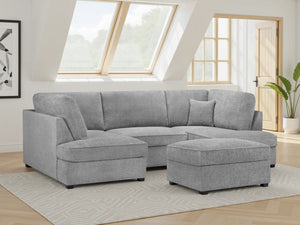Carnaby Grey Boucle U Shape Corner Sofa – Stylish Living Room Seating