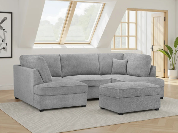 Carnaby Grey Boucle U Shape Corner Sofa – Stylish Living Room Seating