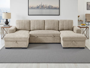 Como Beige U Shape Corner Sofabed – Stylish Living Room Sofa Bed