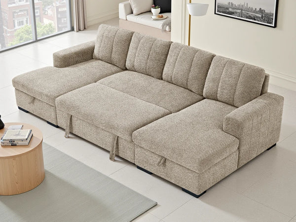 Como Beige U Shape Corner Sofabed – Stylish Living Room Sofa Bed