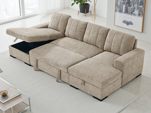 Como Beige U Shape Corner Sofabed – Stylish Living Room Sofa Bed
