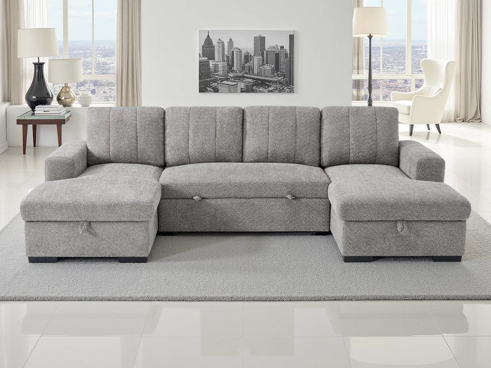 Como Grey U Shape Corner Sofabed – Contemporary Living Room Sofa Bed