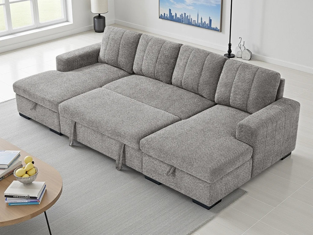 Como Grey U Shape Corner Sofabed – Contemporary Living Room Sofa Bed
