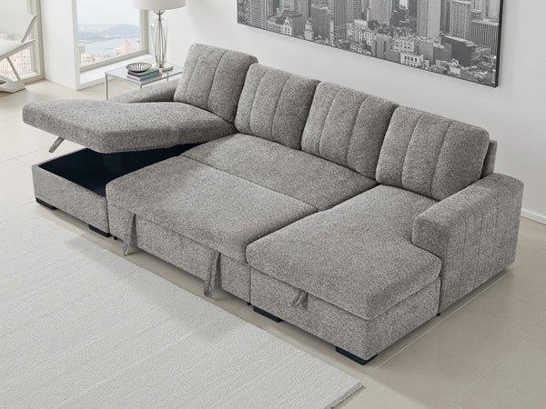 Como Grey U Shape Corner Sofabed – Contemporary Living Room Sofa Bed