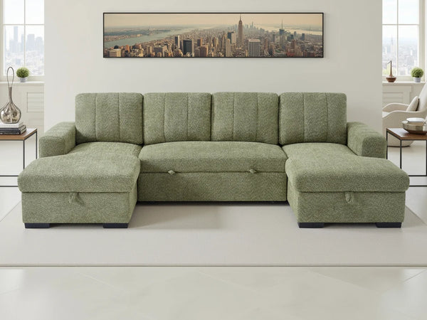Como Green U Shape Corner Sofabed – Stylish Living Room Sofa Bed