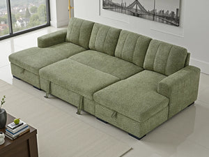 Como Green U Shape Corner Sofabed – Stylish Living Room Sofa Bed