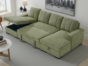 Como Green U Shape Corner Sofabed – Stylish Living Room Sofa Bed