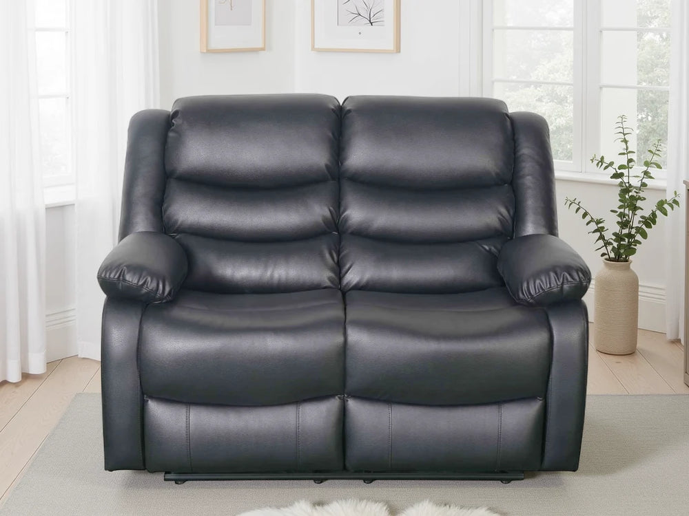 Conrad Black 2-Seater Manual Recliner Sofa – Upholstered Living Room Sofa