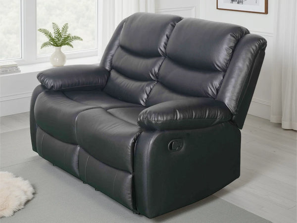 Conrad Black 2-Seater Manual Recliner Sofa – Upholstered Living Room Sofa