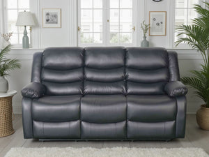 Conrad Black 3-Seater Manual Recliner Sofa – Upholstered Living Room Sofa