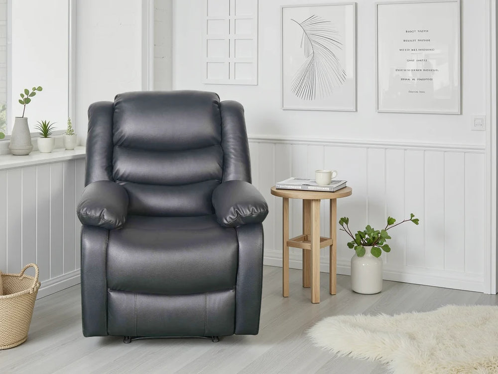Conrad Black Manual Recliner Armchair – Upholstered Living Room Chair