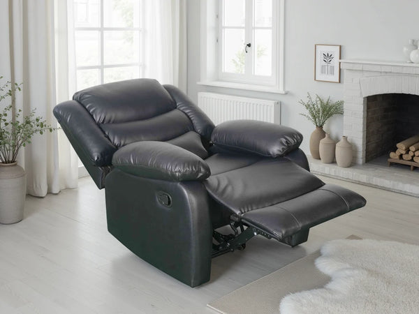 Conrad Black Manual Recliner Armchair – Upholstered Living Room Chair