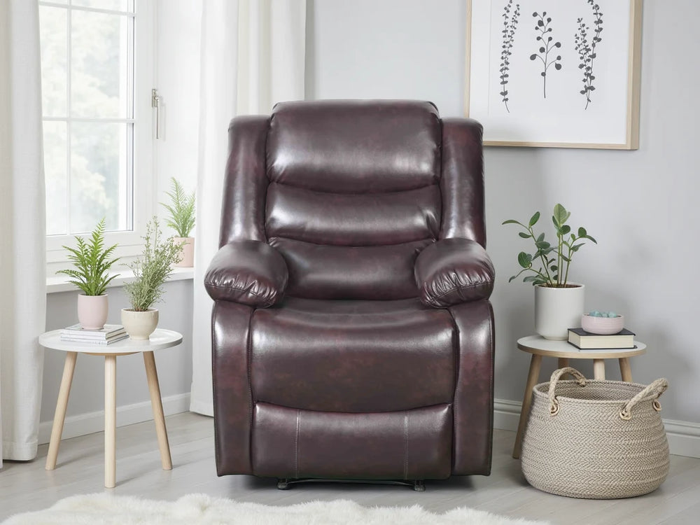 Conrad Brown Manual Recliner Armchair – Upholstered Living Room Chair