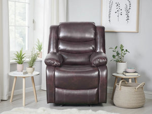 Conrad Brown Manual Recliner Armchair – Upholstered Living Room Chair