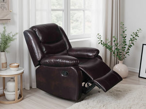 Conrad Brown Manual Recliner Armchair – Upholstered Living Room Chair