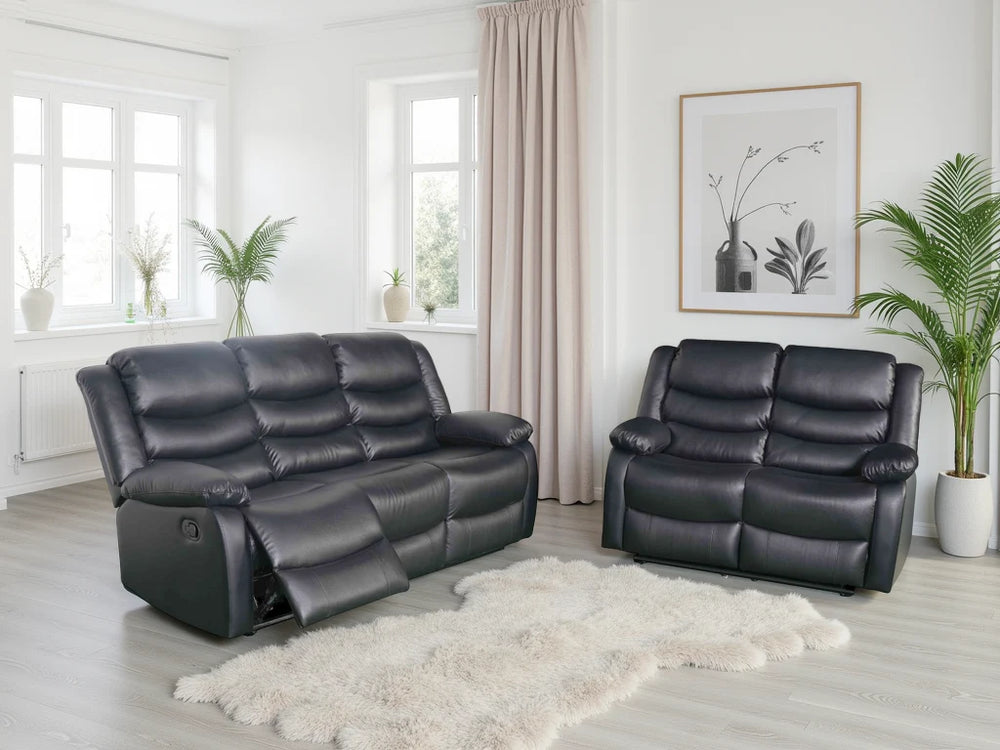Conrad Black 3+2 Seater Manual Recliner Sofa Set – Upholstered Living Room Suite