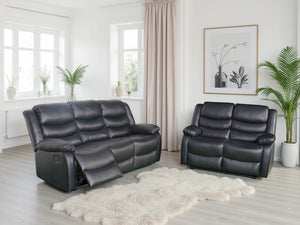 Conrad Black 3+2 Seater Manual Recliner Sofa Set – Upholstered Living Room Suite