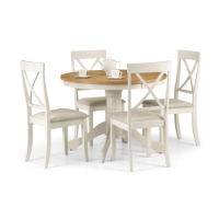 DAVENPORT IVORY/OAK ROUND PEDESTAL TABLE - Living with Luxury