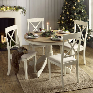 DAVENPORT IVORY/OAK ROUND PEDESTAL TABLE - Living with Luxury