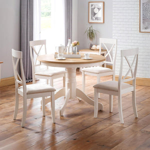 DAVENPORT IVORY/OAK ROUND PEDESTAL TABLE - Living with Luxury