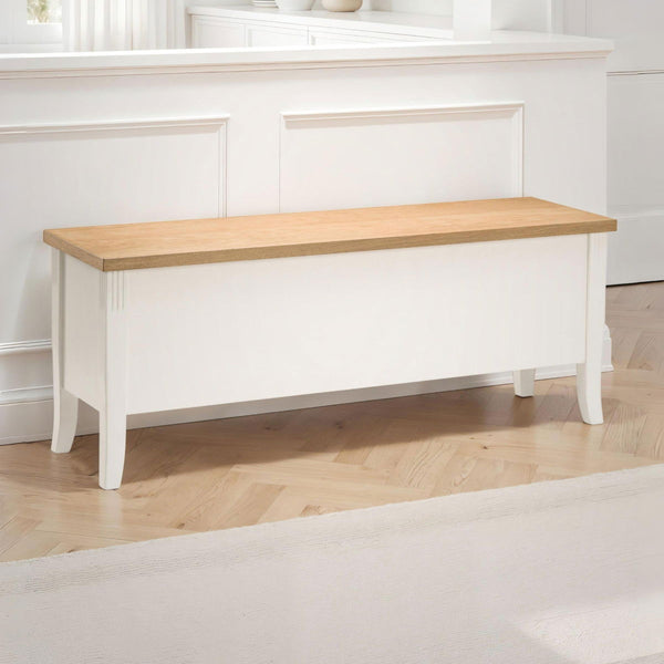 DAVENPORT IVORY/OAK STORAGE BENCH - Living with Luxury