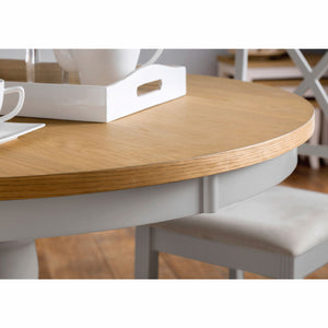 DAVENPORT OAK/ELEPHANT GREY ROUND PEDESTAL TABLE - Living with Luxury