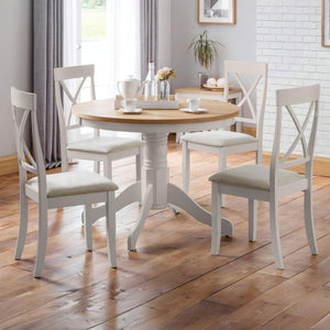 DAVENPORT OAK/ELEPHANT GREY ROUND PEDESTAL TABLE - Living with Luxury