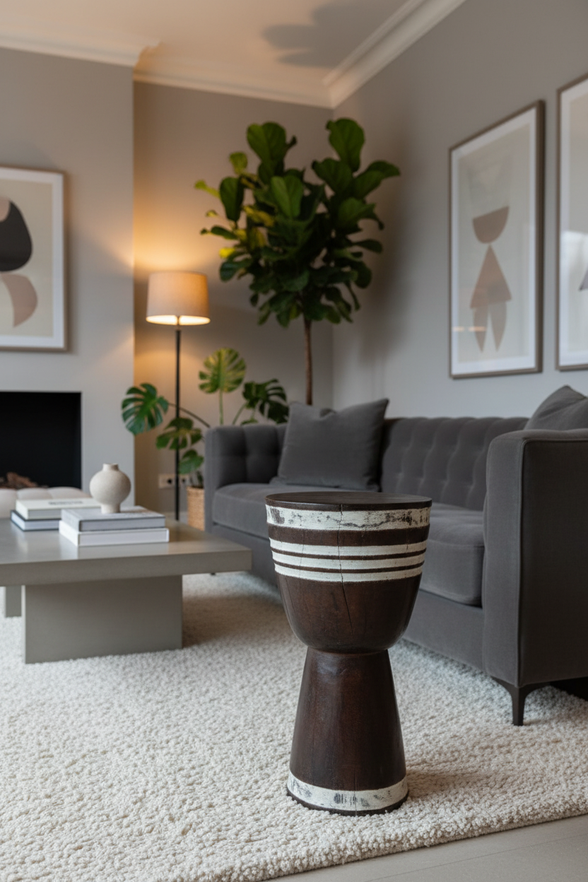Tapered Wood Side Table - Cameroon - 93.6 - Living with Luxury